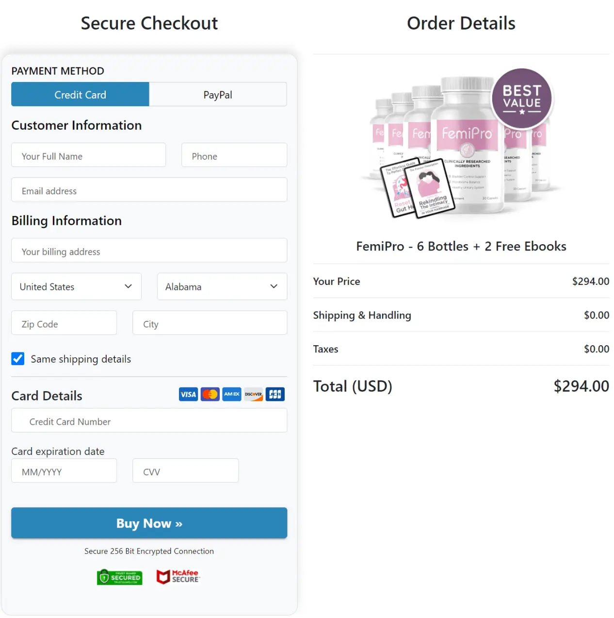 femipro secure checkout